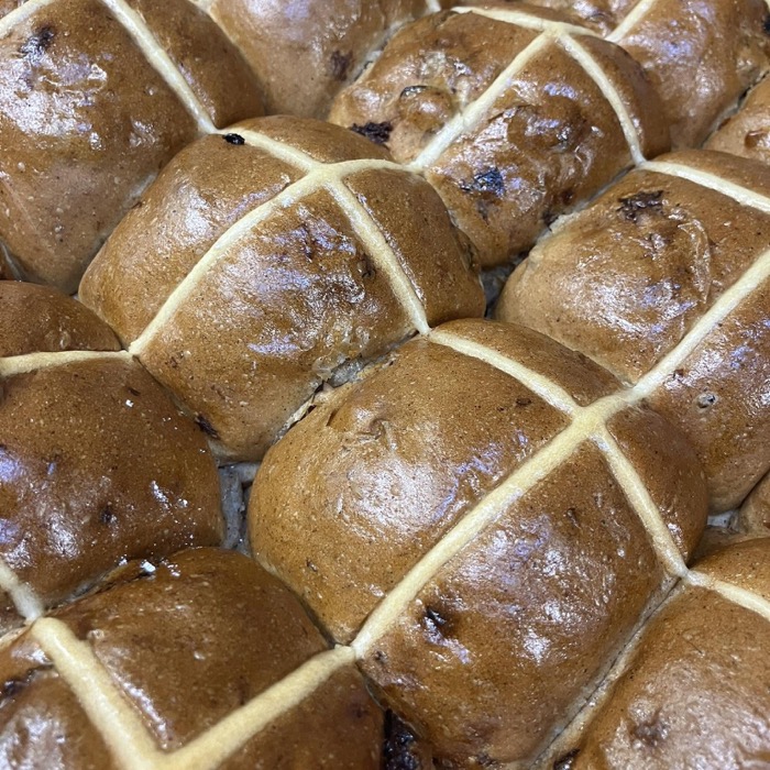 Glazed hot cross buns